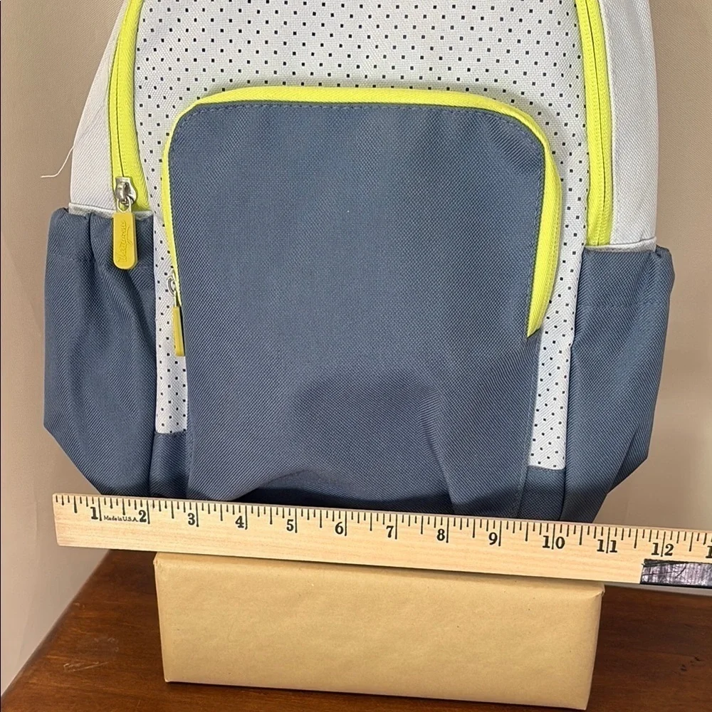 Thirty-One Gray and White Backpack with Bright Yellow Accents